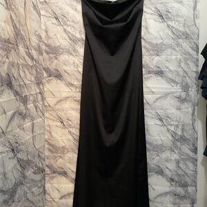 Papaya Black Ruched Cowl Neck Maxi Dress